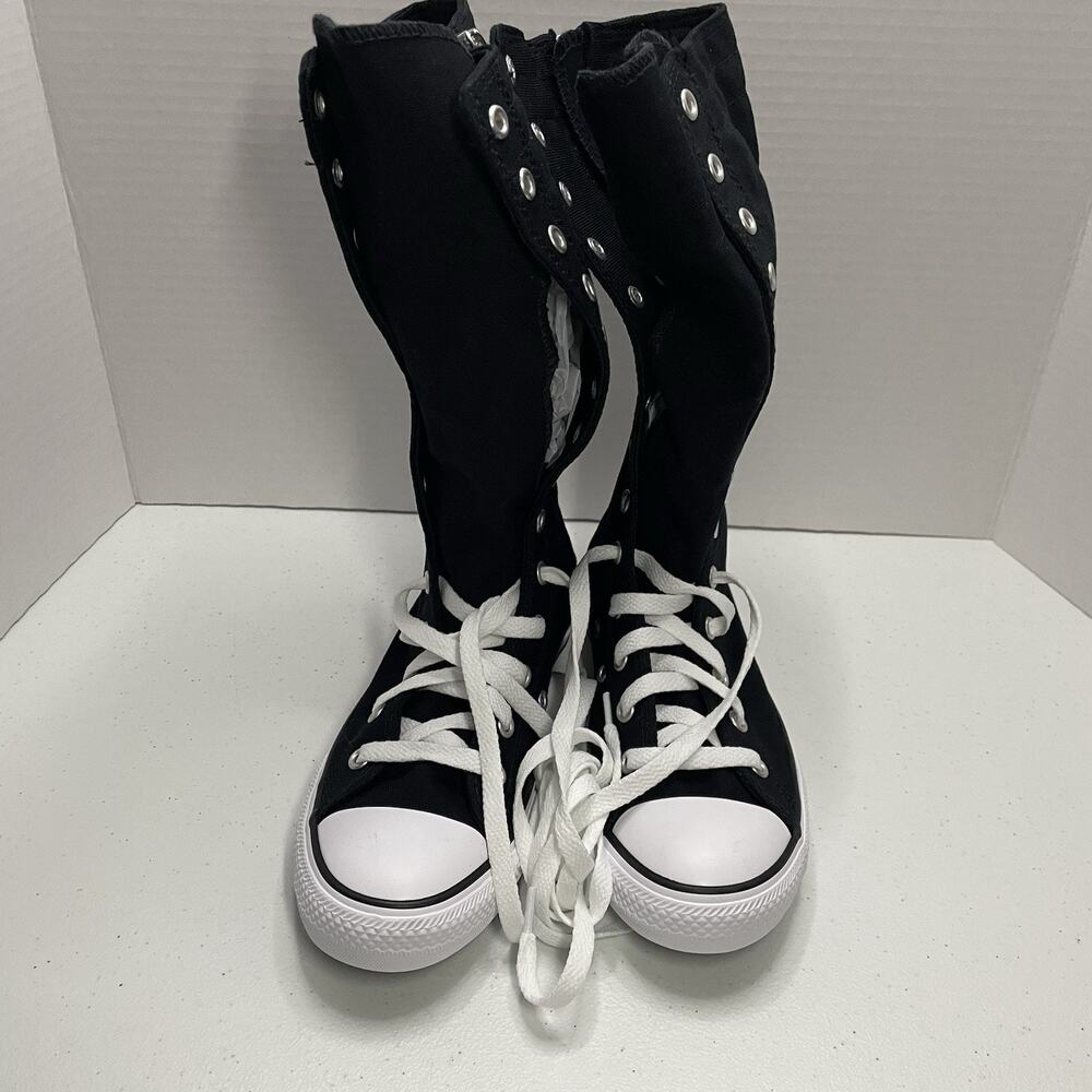 Converse Kids Size 3 Shoes NEW Knee High Chuck Taylor All Star XHi Black Zip Up - Picture 3 of 9